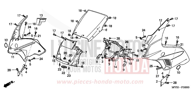 WINDLAUF von CB1300 Super Bold'or ABS SCHWARZ (NH1) von 2002